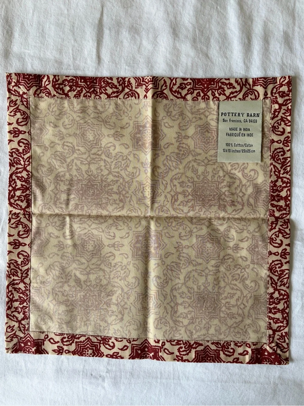Pottery Barn Set of 8 Cotton Cloth Cocktail Napkins 10x10 New in Box Batik